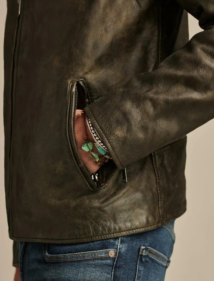 Lucky Brand Jackets and Outerwear Men Washed Leather Bonneville Jacket Washed Black