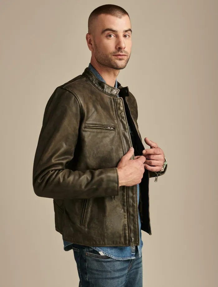 Lucky Brand Jackets and Outerwear Men Washed Leather Bonneville Jacket Washed Black