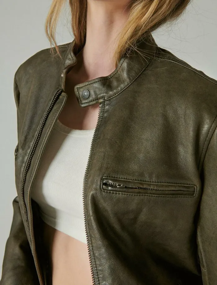 Lucky Brand Jackets and Outerwear Men Washed Leather Bonneville Jacket Washed Black
