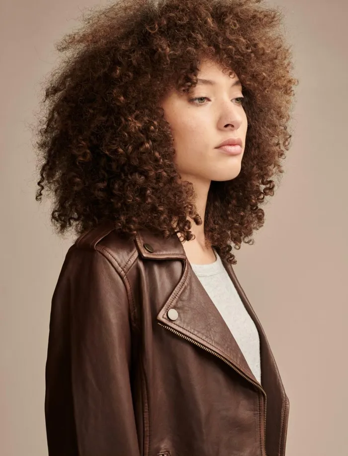 Lucky Brand Jackets and Outerwear Women Classic Leather Moto Jacket Chestnut