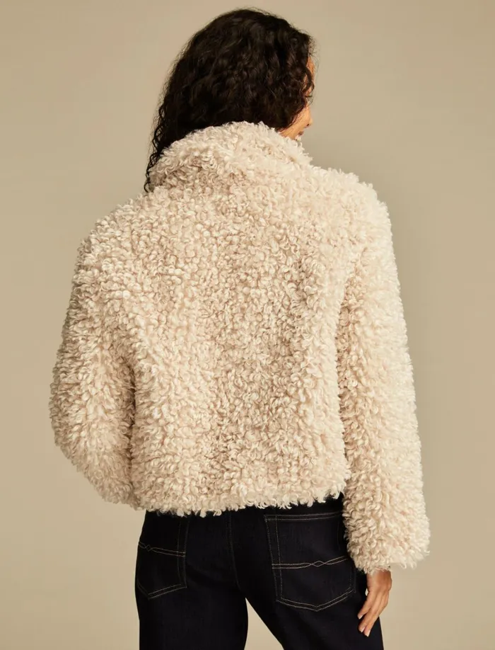 Lucky Brand Jackets and Outerwear Women Faux Teddy Toggle Jacket Ecru