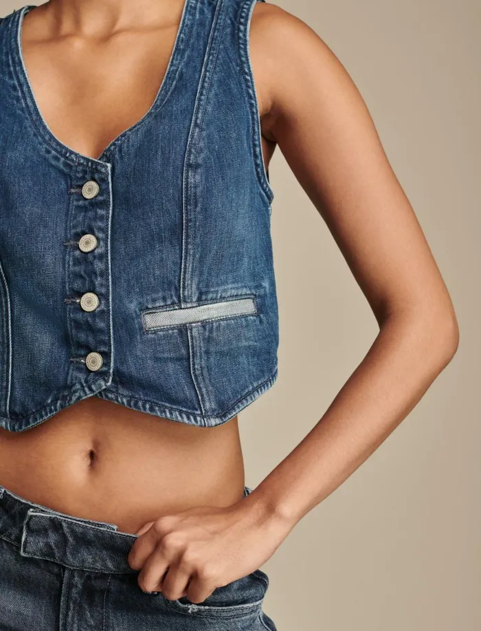 Lucky Brand Jackets and Outerwear Women Lucky Tailored Denim Vest Keep It Neat Wash