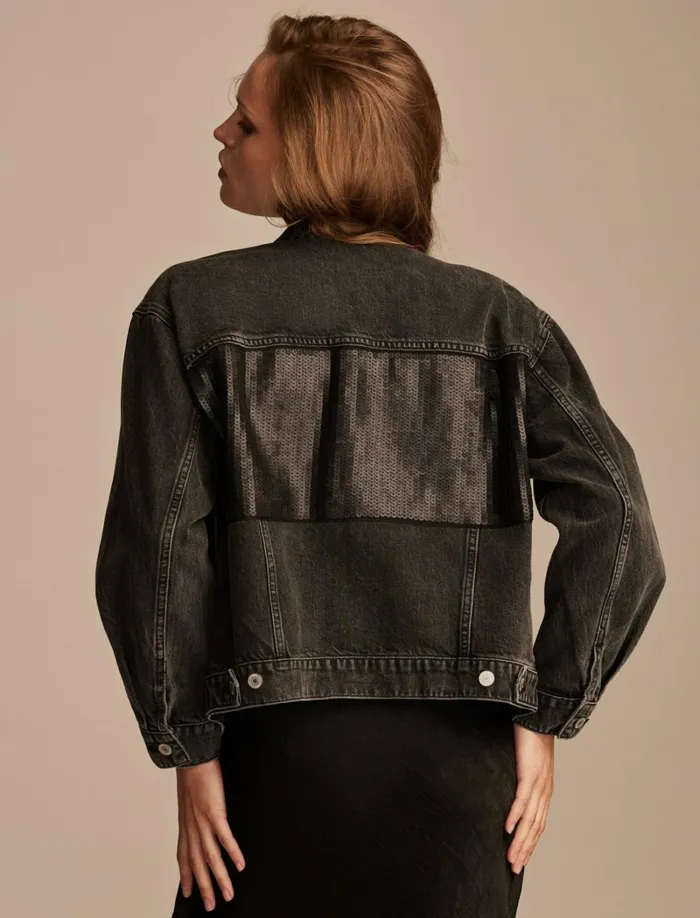Lucky Brand Jackets and Outerwear Women Metallic Denim Trucker Jacket Street Punk Wash