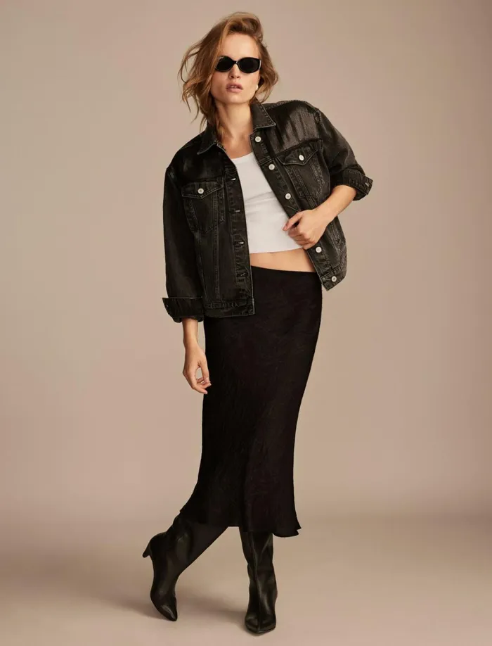 Lucky Brand Jackets and Outerwear Women Metallic Denim Trucker Jacket Street Punk Wash