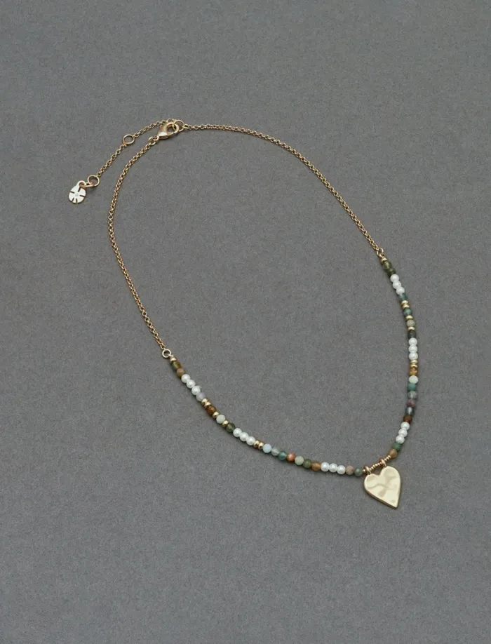 Lucky Brand Jewelry Women Bead Pearl Heart Pendant Gold