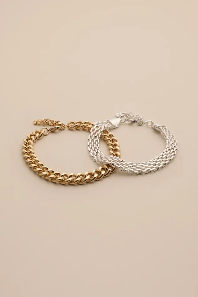 Lucky Brand Jewelry Women Chain Bracelet Set Two Tone