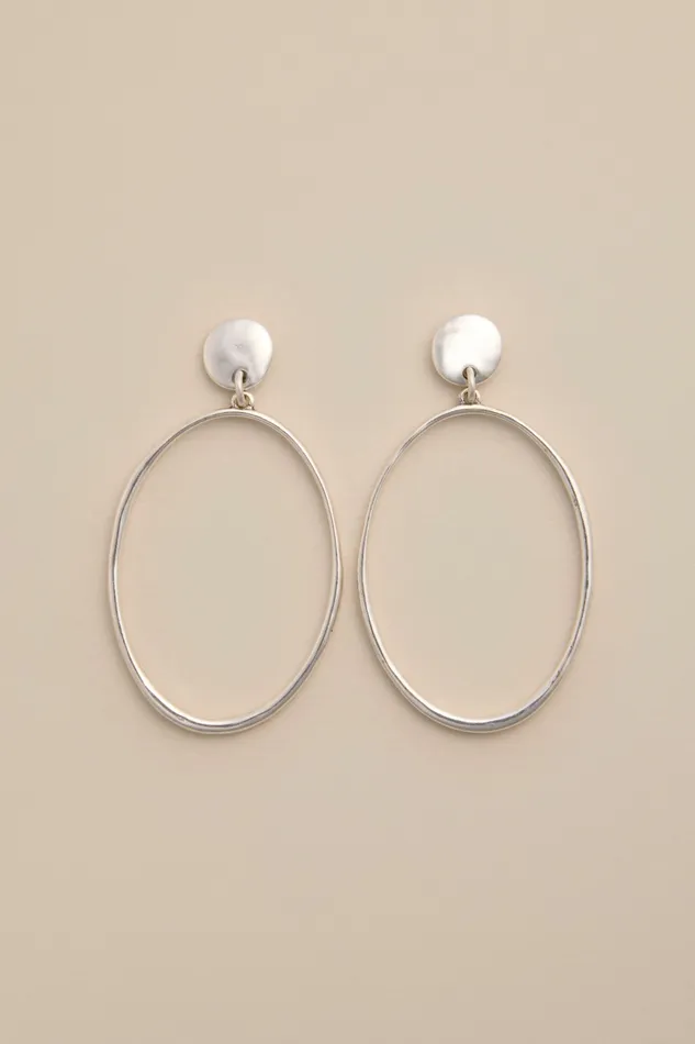 Lucky Brand Jewelry Women Front Facing Hoop Earrings Silver