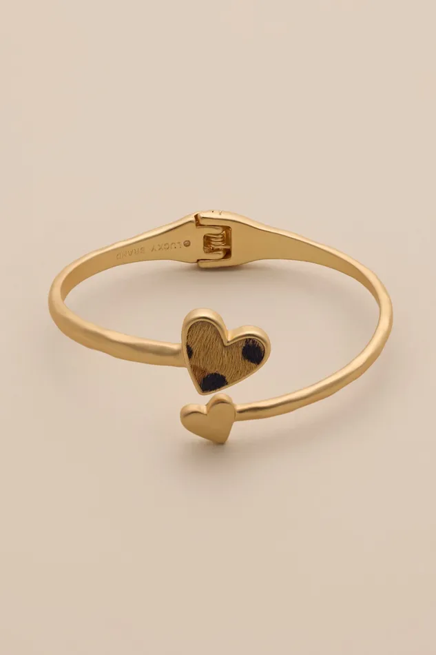 Lucky Brand Jewelry Women Heart Hinge Cuff Bracelet Gold