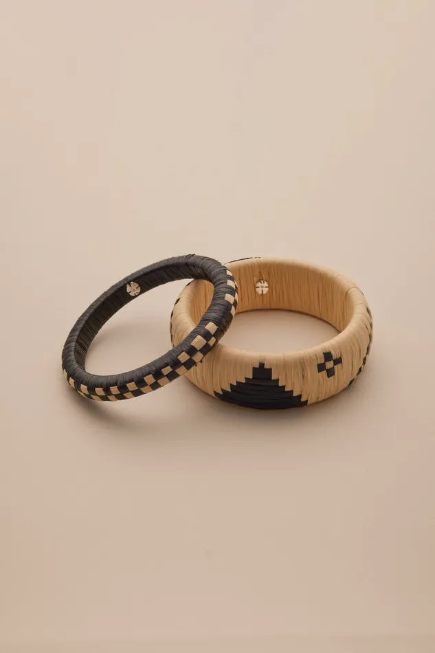 Lucky Brand Jewelry Women Raffia Bangle Set Silver