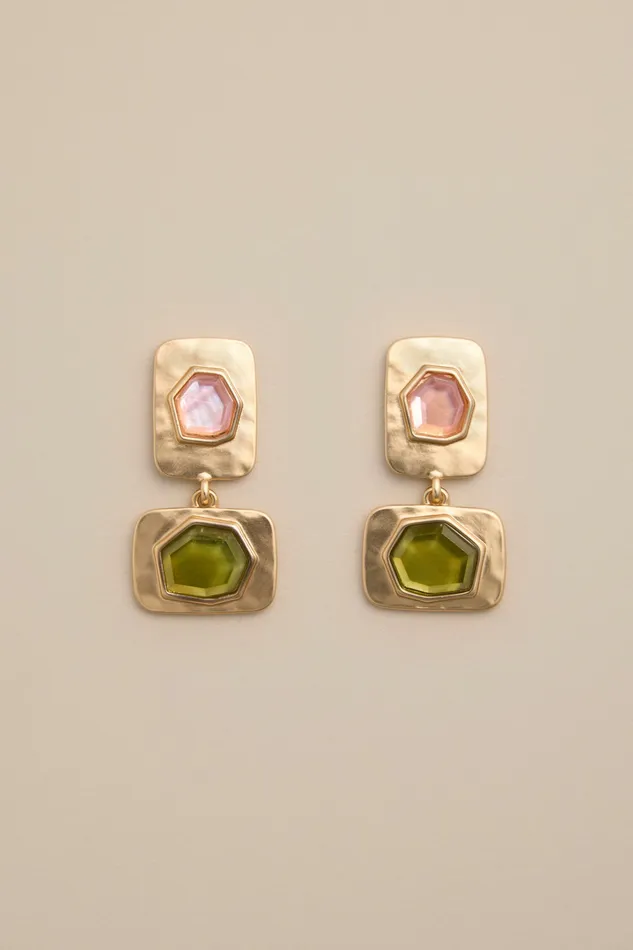 Lucky Brand Jewelry Women Set Stone Double Drop Earrings Gold