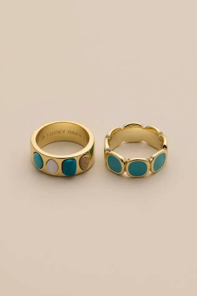 Lucky Brand Jewelry Women Stone Ring Set Gold