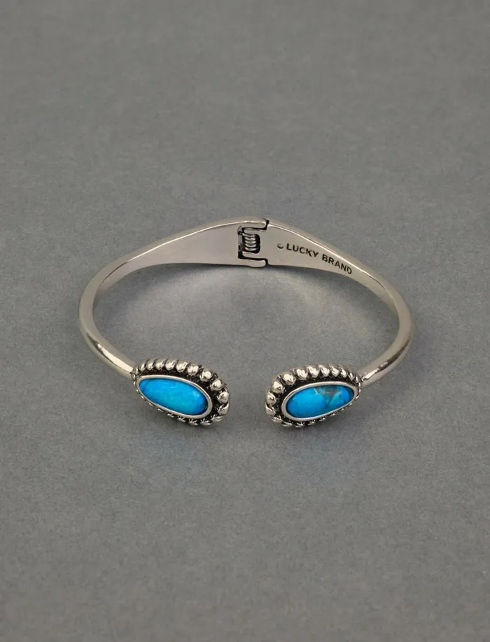 Lucky Brand Jewelry Women Turquoise Hinge Cuff Silver