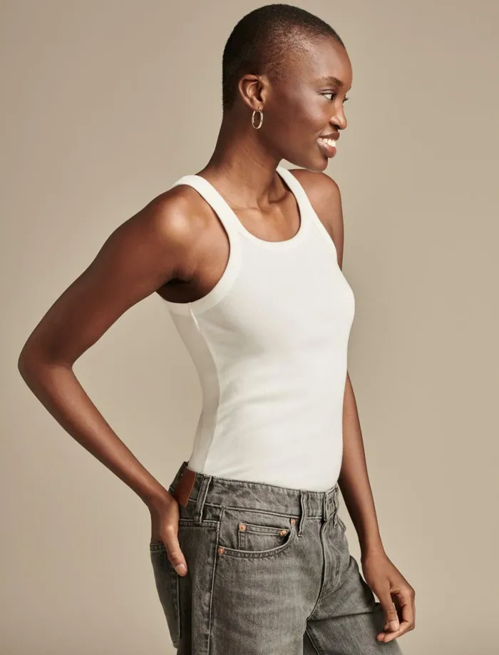 Lucky Brand Knit Tops Women Ribbed Essential Tank Bright White