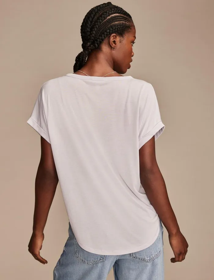 Lucky Brand Knit Tops Women Short Sleeve Sandwash Dolman Tee Thistle