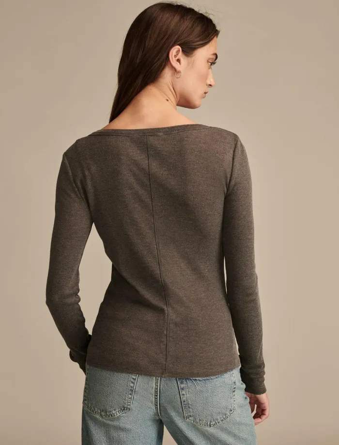 Lucky Brand Knit Tops Women Snap Henley Jet Black