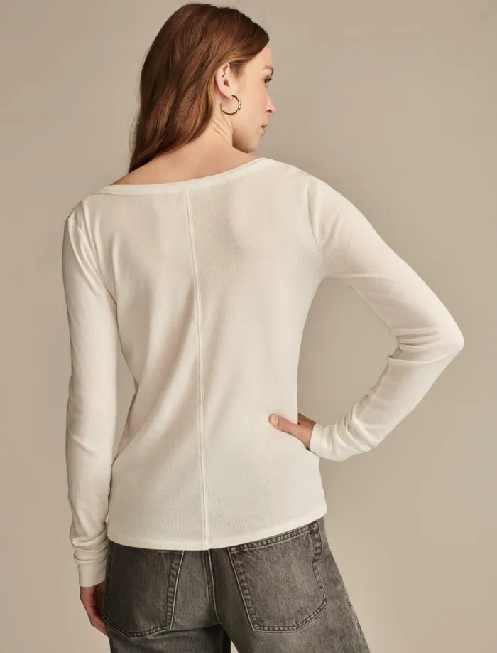 Lucky Brand Knit Tops Women Snap Henley Tofu