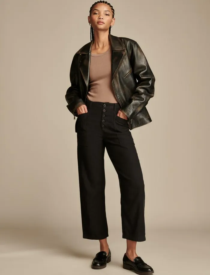 Lucky Brand Pants Women Button Front Utility Pant Caviar