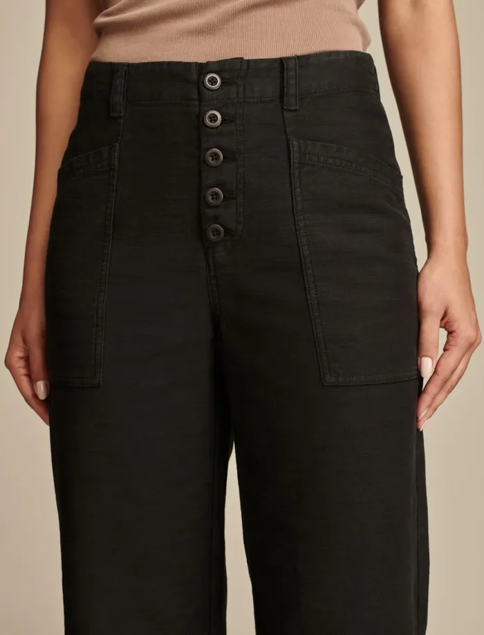 Lucky Brand Pants Women Button Front Utility Pant Caviar