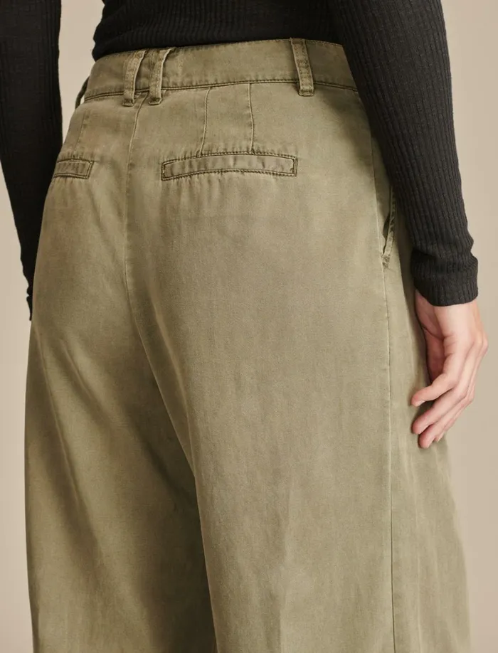 Lucky Brand Pants Women Classic Wide Leg Pleated Pant Dusty Olive