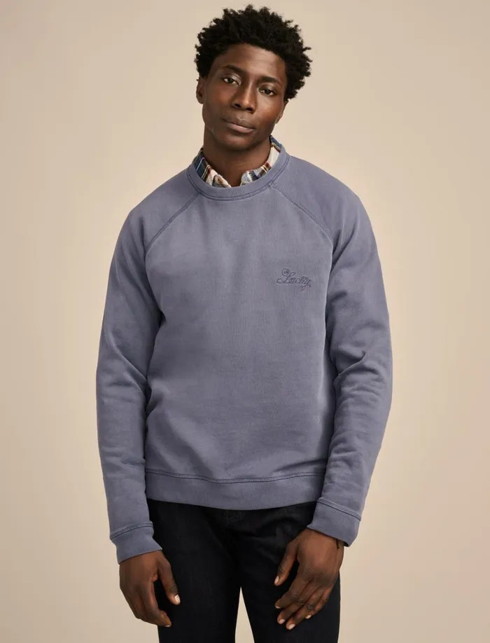 Lucky Brand Shirts and Tops Men Fleece Logo Raglan Crew Vintage Indigo