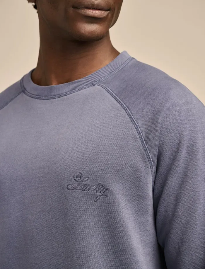 Lucky Brand Shirts and Tops Men Fleece Logo Raglan Crew Vintage Indigo
