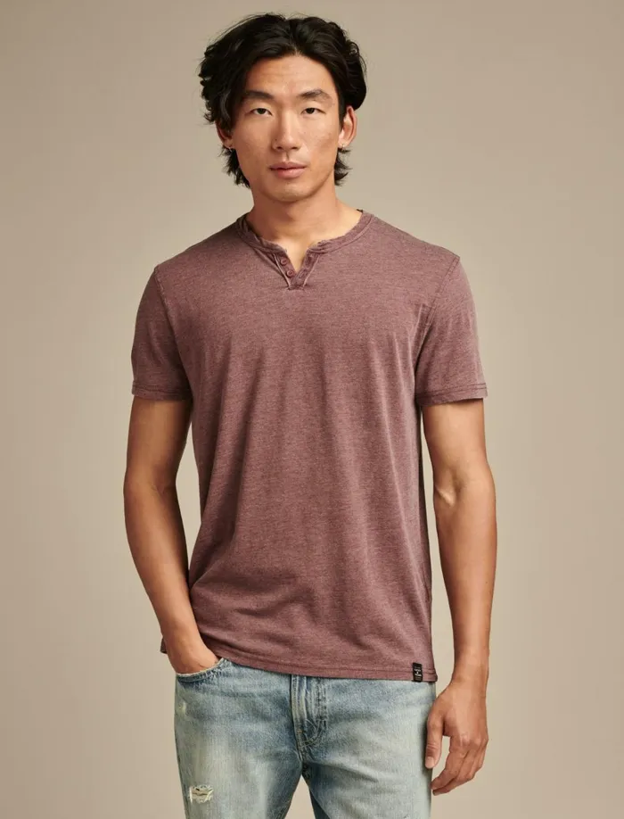 Lucky Brand Shirts and Tops Men Venice Burnout Notch Neck Tee Port Royale