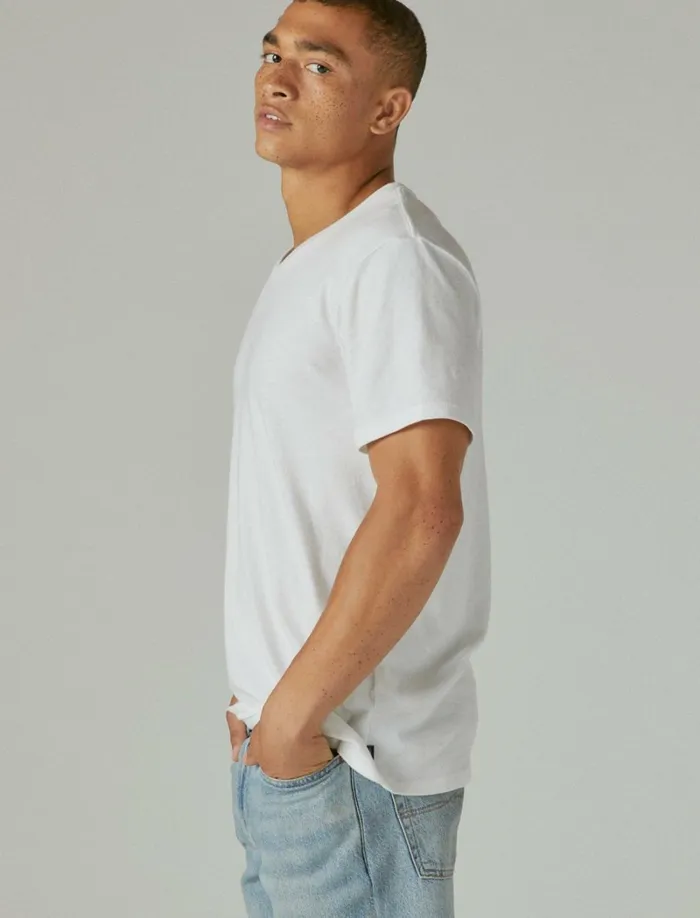 Lucky Brand Shirts and Tops Men Venice Burnout VeeNeck Tee Bright White