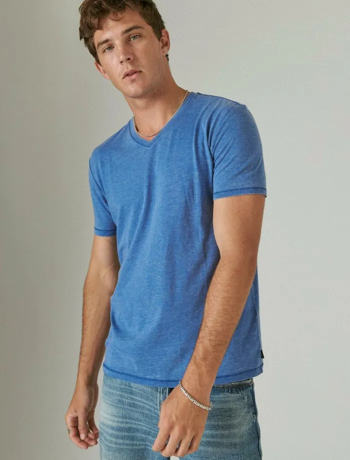 Lucky Brand Shirts and Tops Men Venice Burnout VeeNeck Tee Monaco Blue