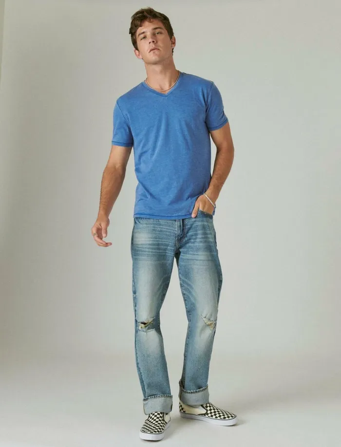 Lucky Brand Shirts and Tops Men Venice Burnout VeeNeck Tee Monaco Blue