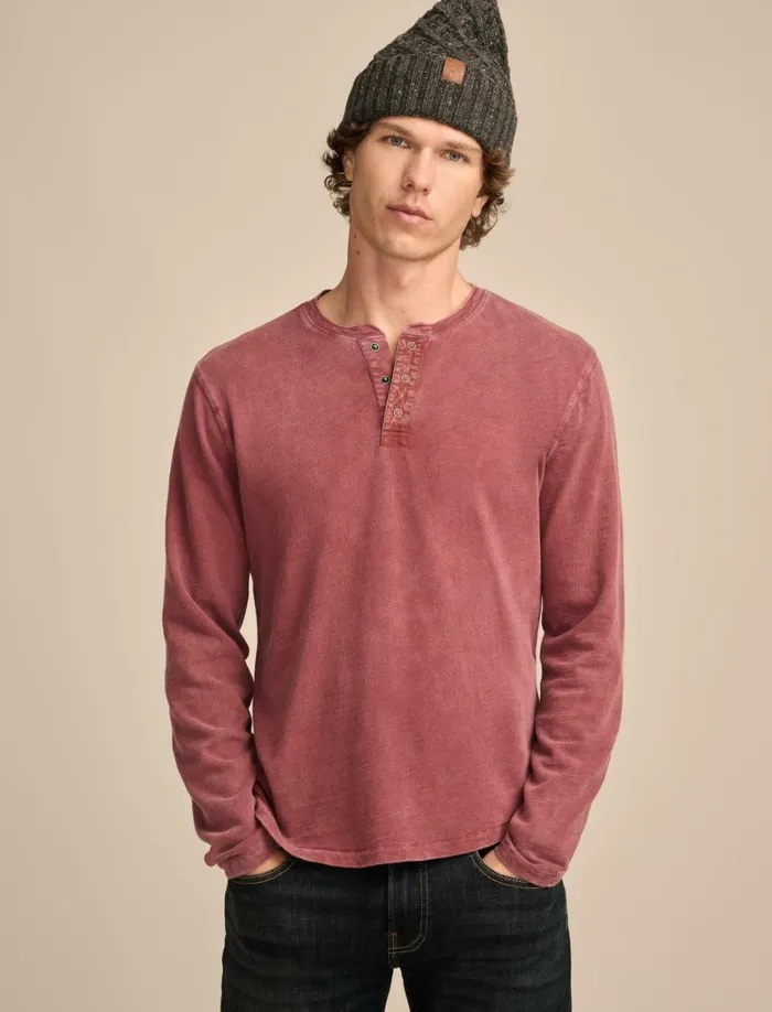 Lucky Brand Shirts and Tops Men Weekend Slub Jersey Long Sleeve Henley Cabernet
