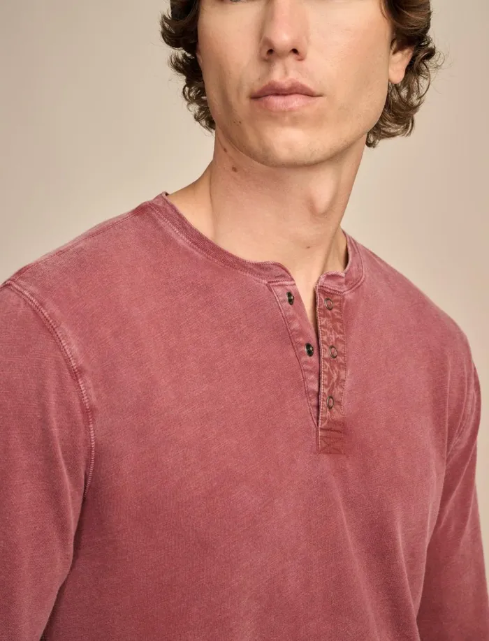 Lucky Brand Shirts and Tops Men Weekend Slub Jersey Long Sleeve Henley Cabernet