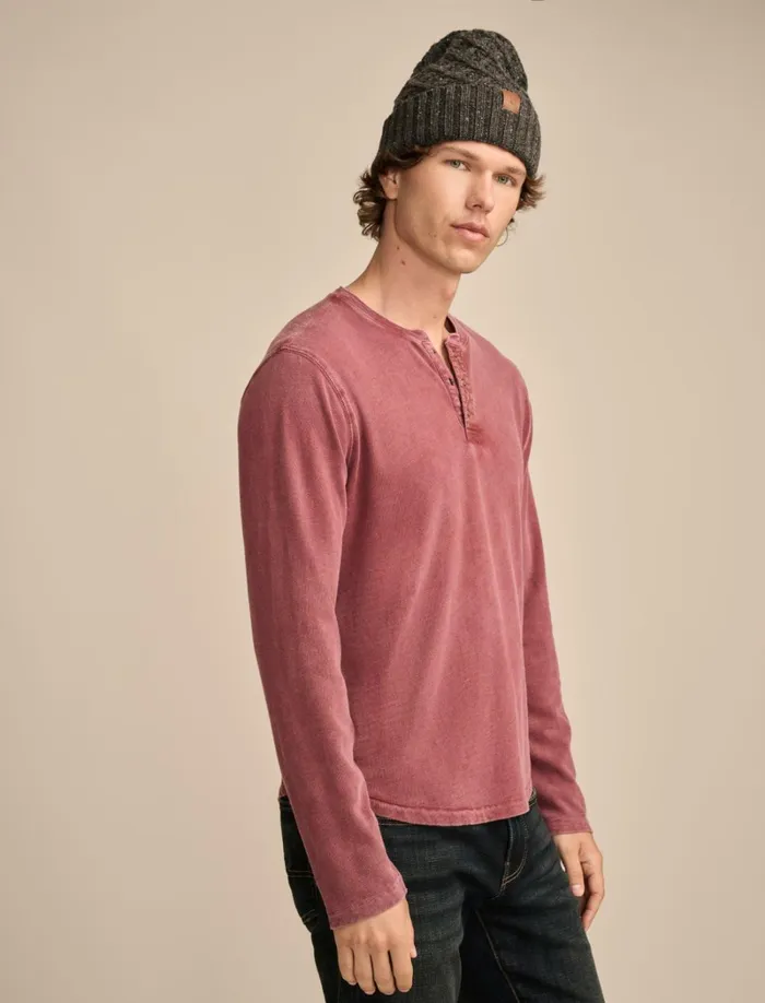 Lucky Brand Shirts and Tops Men Weekend Slub Jersey Long Sleeve Henley Cabernet