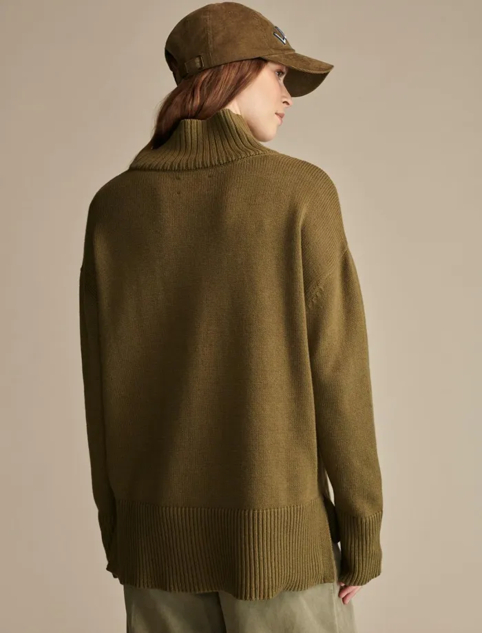 Lucky Brand Sweaters and Sweatshirts Women Mock Neck Tunic Olive Night