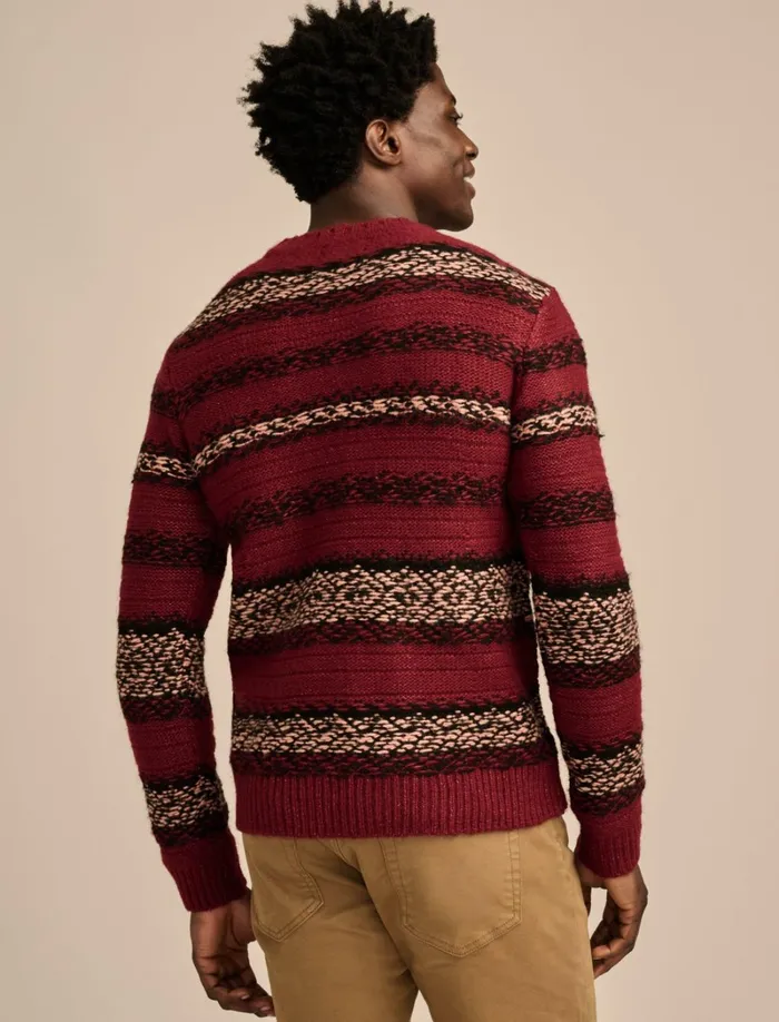 Lucky Brand Sweaters Men Fair Isle Jacquard Crew Neck Sweater Cabernet Combo