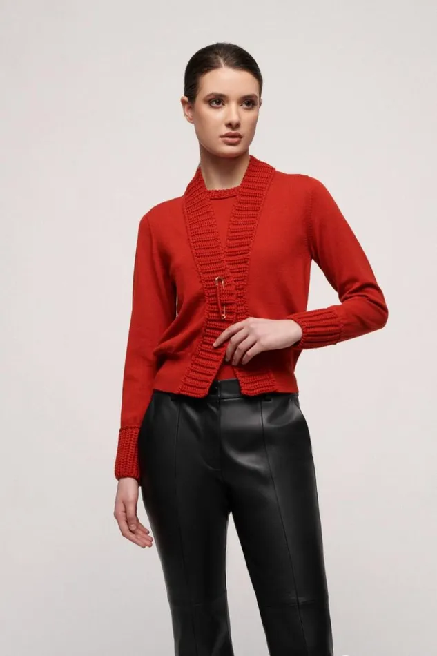 Luisa Spagnoli Cardigan Modi 8211 Wool Cardigan Bright Orange 8211 Women