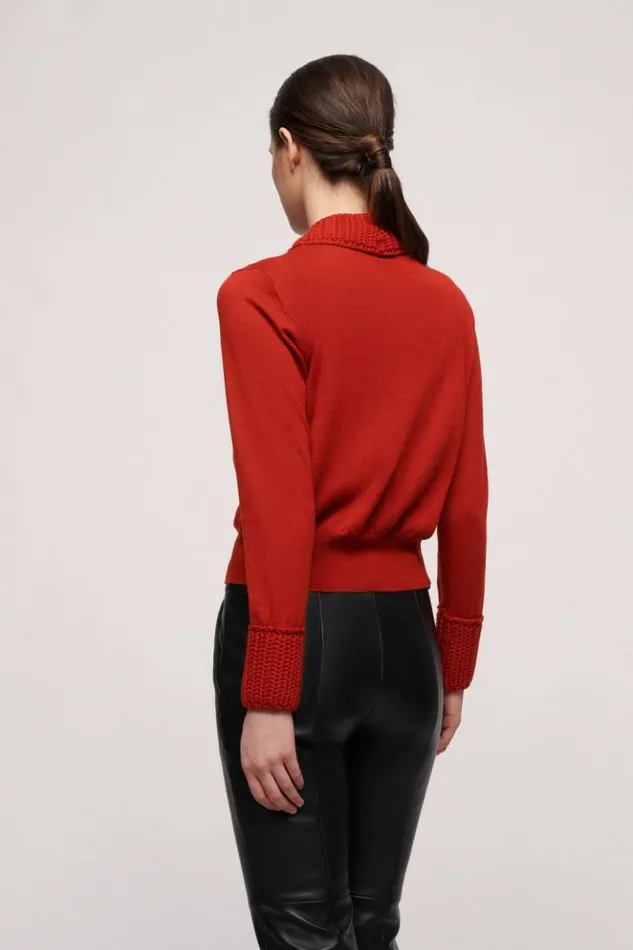 Luisa Spagnoli Cardigan Modi 8211 Wool Cardigan Bright Orange 8211 Women Luisa Spagnoli Cardigan Modi 8211 Wool Cardigan Bright Orange 8211 Women