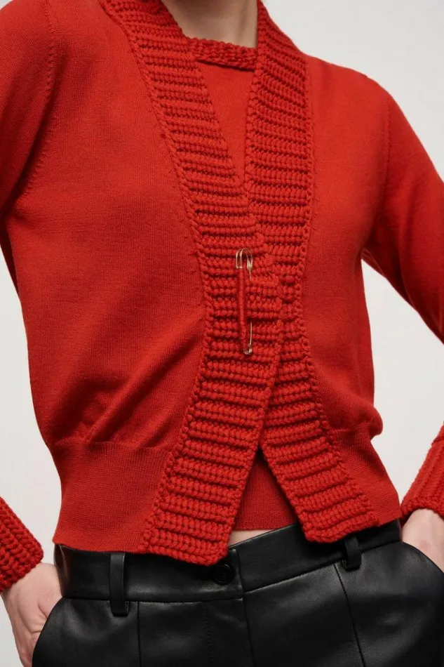 Luisa Spagnoli Cardigan Modi 8211 Wool Cardigan Bright Orange 8211 Women Luisa Spagnoli Cardigan Modi 8211 Wool Cardigan Bright Orange 8211 Women