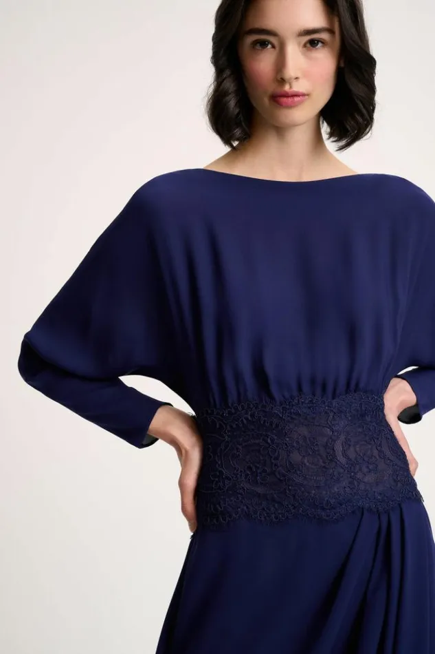 Luisa Spagnoli Formal Dresses Gazzelle 8211 Elegant Dress Blue Purplish 8211 Women Luisa Spagnoli Formal Dresses Gazzelle 8211 Elegant Dress Blue Purplish 8211 Women
