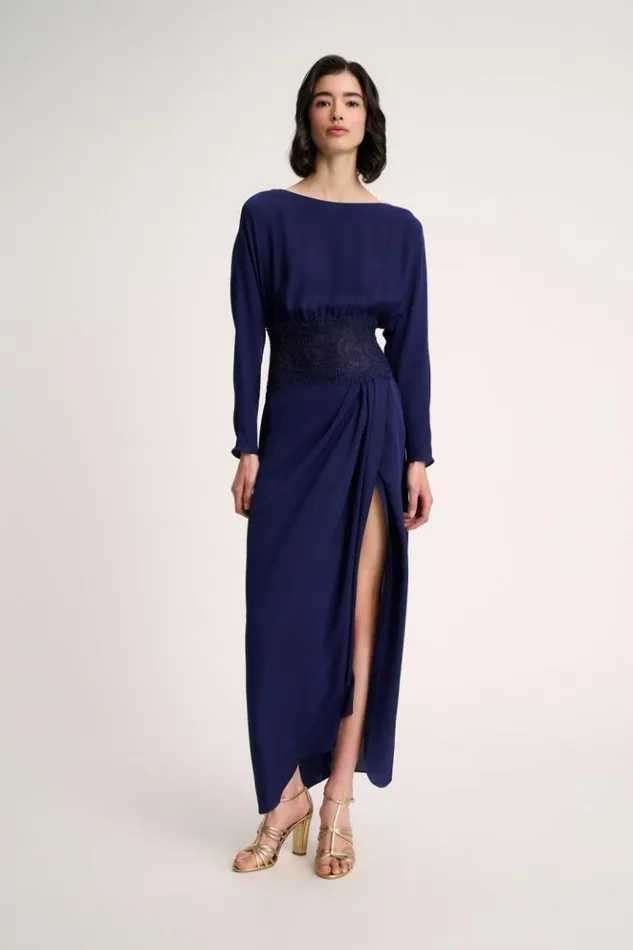 Luisa Spagnoli Formal Dresses Gazzelle 8211 Elegant Dress Blue Purplish 8211 Women Luisa Spagnoli Formal Dresses Gazzelle 8211 Elegant Dress Blue Purplish 8211 Women