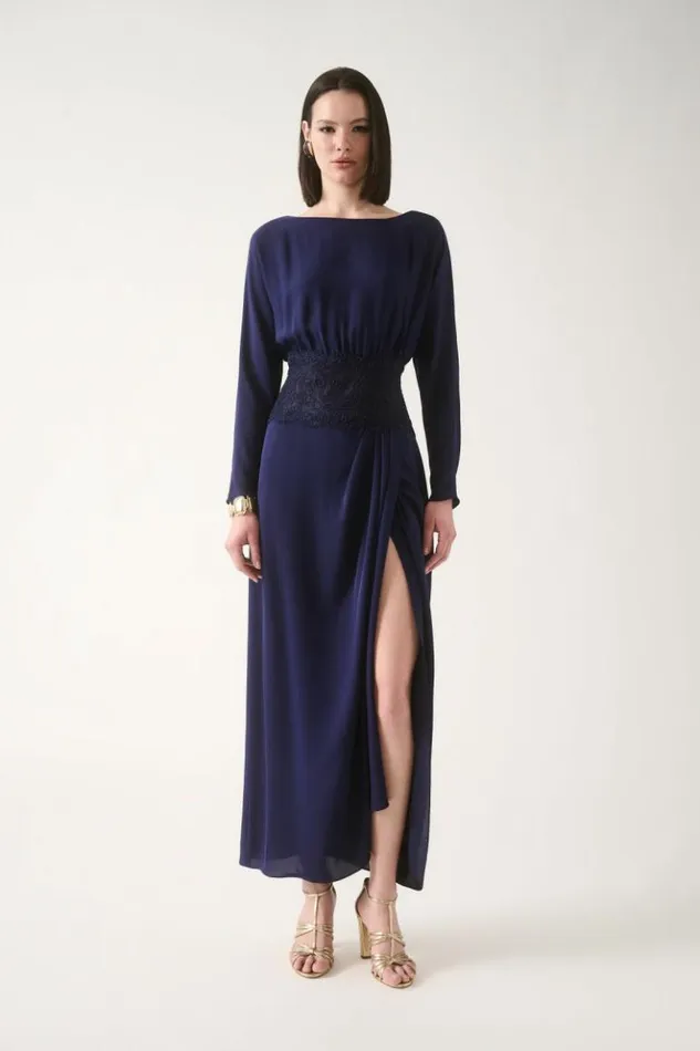 Luisa Spagnoli Formal Dresses Gazzelle 8211 Elegant Dress Blue Purplish 8211 Women Luisa Spagnoli Formal Dresses Gazzelle 8211 Elegant Dress Blue Purplish 8211 Women