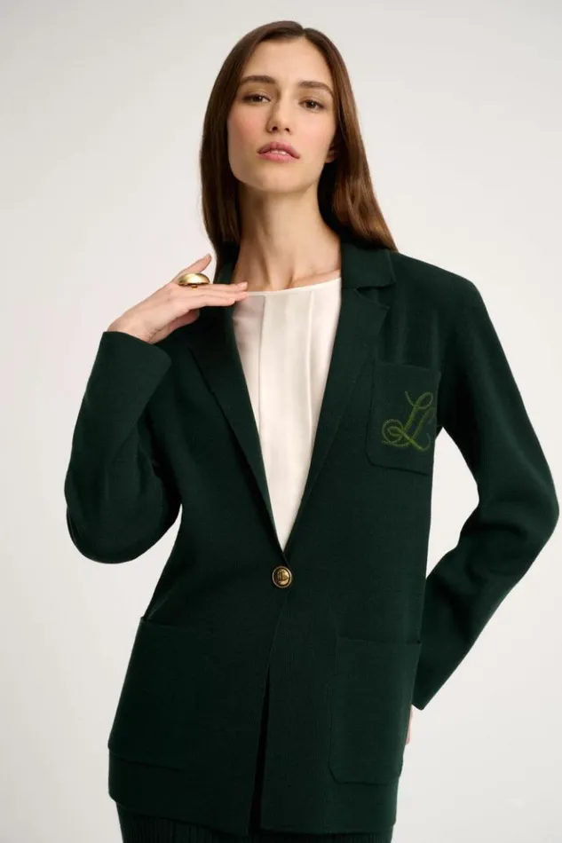 Luisa Spagnoli Jackets and Blazers Mancina 8211 Embroidered Jacket Bottlegreen 8211 Women