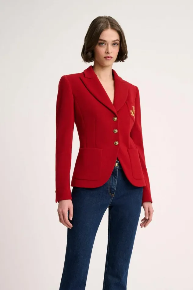 Luisa Spagnoli Jackets and Blazers Merilu 8211 Cropped Wool Blazer Red 8211 Women Luisa Spagnoli Jackets and Blazers Merilu 8211 Cropped Wool Blazer Red 8211 Women