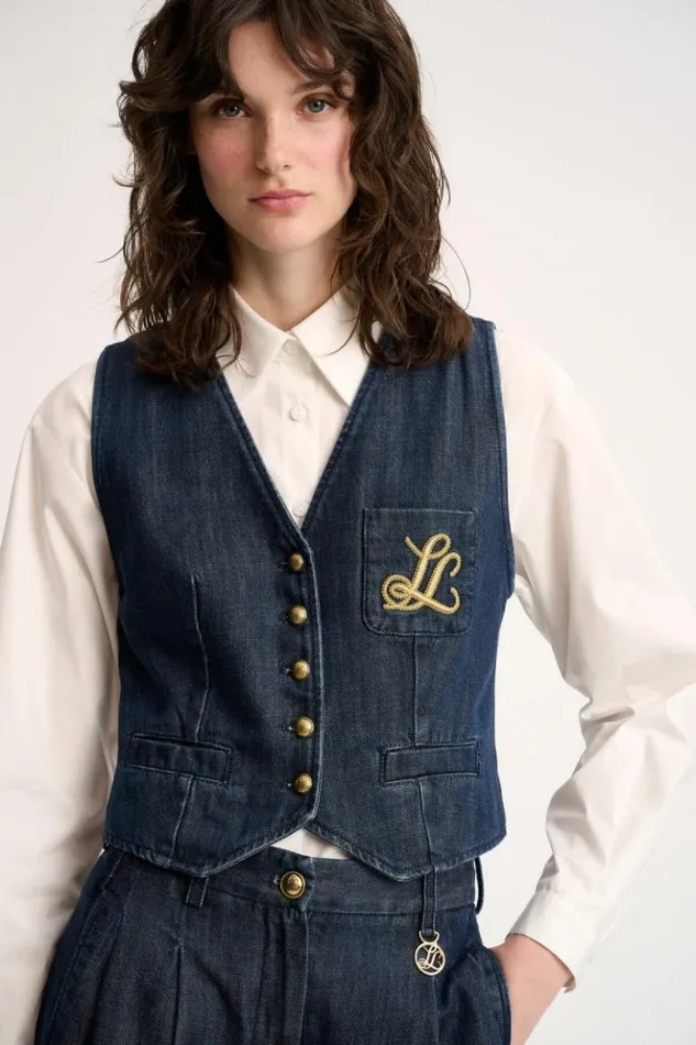 Luisa Spagnoli Jackets and Blazers Scudiero 8211 Denim Vest Blue 8211 Women