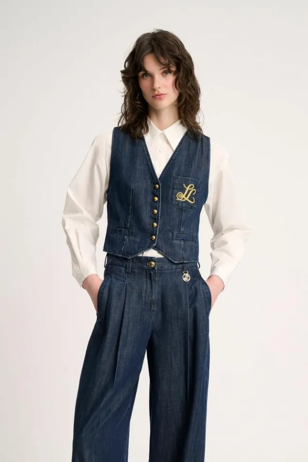 Luisa Spagnoli Jackets and Blazers Scudiero 8211 Denim Vest Blue 8211 Women Luisa Spagnoli Jackets and Blazers Scudiero 8211 Denim Vest Blue 8211 Women