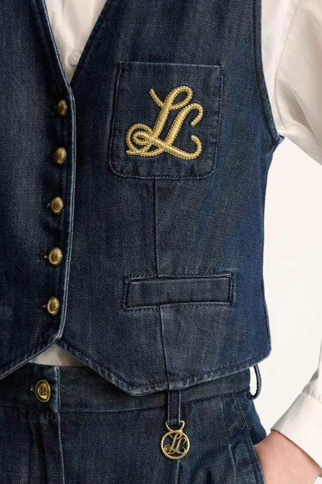 Luisa Spagnoli Jackets and Blazers Scudiero 8211 Denim Vest Blue 8211 Women Luisa Spagnoli Jackets and Blazers Scudiero 8211 Denim Vest Blue 8211 Women