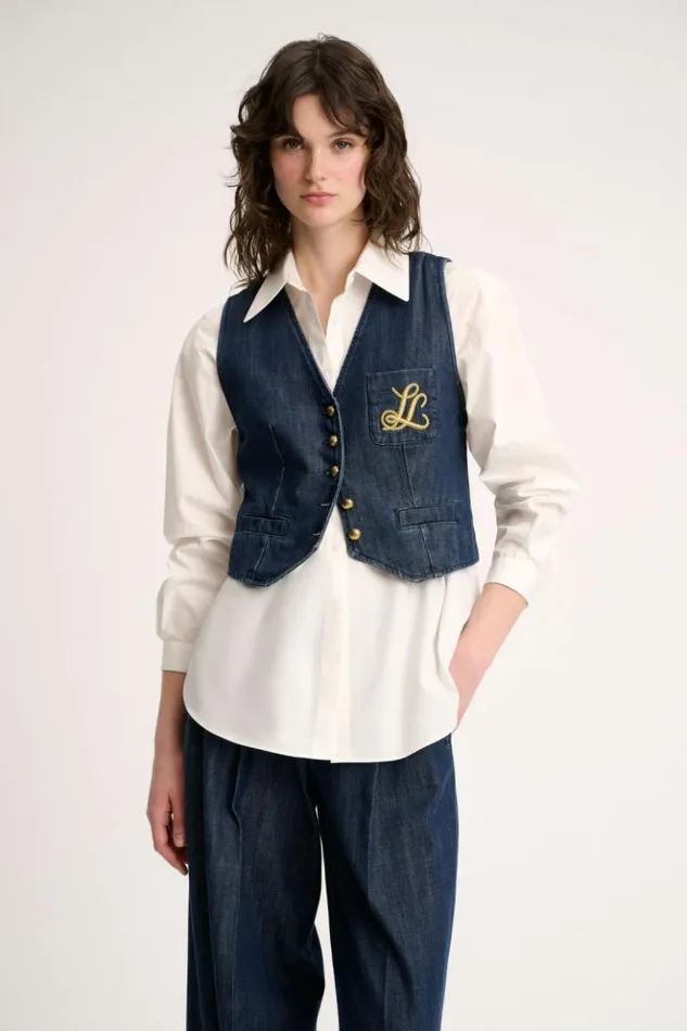 Luisa Spagnoli Jackets and Blazers Scudiero 8211 Denim Vest Blue 8211 Women Luisa Spagnoli Jackets and Blazers Scudiero 8211 Denim Vest Blue 8211 Women