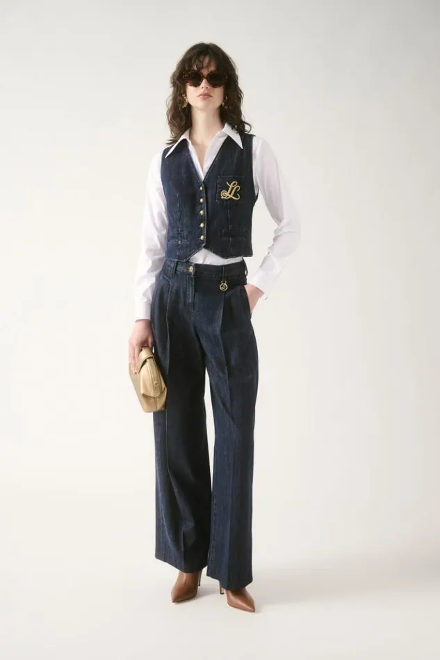 Luisa Spagnoli Jackets and Blazers Scudiero 8211 Denim Vest Blue 8211 Women Luisa Spagnoli Jackets and Blazers Scudiero 8211 Denim Vest Blue 8211 Women