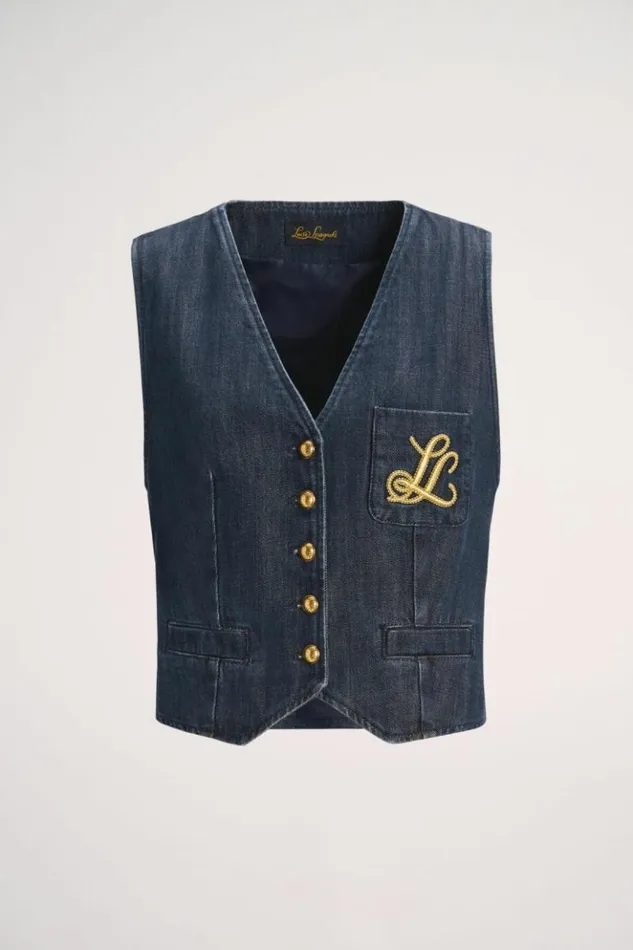 Luisa Spagnoli Jackets and Blazers Scudiero 8211 Denim Vest Blue 8211 Women Luisa Spagnoli Jackets and Blazers Scudiero 8211 Denim Vest Blue 8211 Women