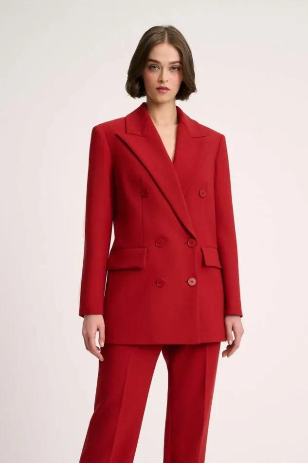 Luisa Spagnoli Jackets and Blazers Sfinge 8211 DoubleBreasted Jacket Red 8211 Women Luisa Spagnoli Jackets and Blazers Sfinge 8211 DoubleBreasted Jacket Red 8211 Women
