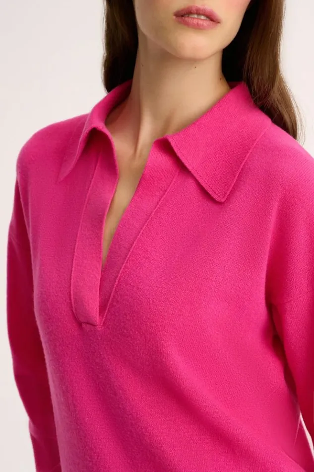 Luisa Spagnoli Knitwear Cajal 8211 Cashmere Polo Cyclamen 8211 Women Luisa Spagnoli Knitwear Cajal 8211 Cashmere Polo Cyclamen 8211 Women